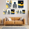 thumbnail image 6 of Boho Sun Moon Wall Art Prints Boho Wall Decor Mid Century Modern Wall Art Set of 3 Black Yellow Blue Mountain Art Minimalist Geometric Artwork for Living Room Bathroom Bedroom Decor 12"x16", 6 of 6