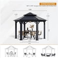 thumbnail image 3 of HWG20-033 Outdoor Galvanized Steel Hardtop Patio Gazebo Pergola w/Aluminum Frame, Prime Curtains and nettings include Black 15' x 15', 3 of 5