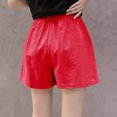thumbnail image 4 of up to 60% off Gifts wycnly Womens Cotton Linen Shorts Casual Solid High Waist Loose Straight Summer Short Pants Ladies Leisure Wear Shorts with Pocket Red l, 4 of 4