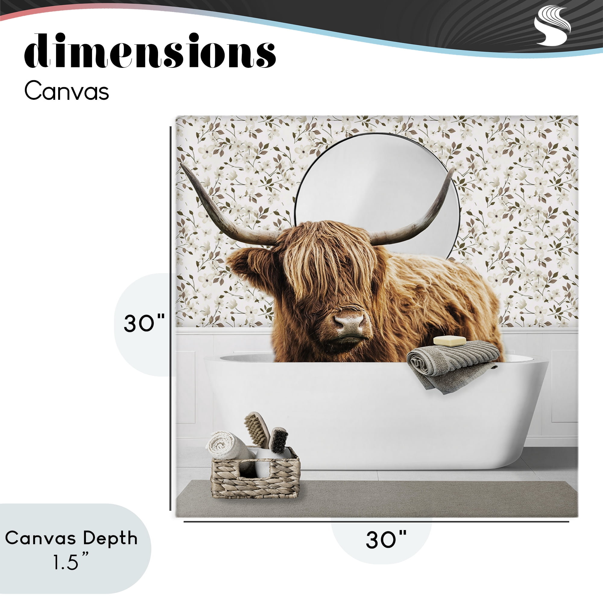 Stupell Industries Boho Cattle Bath Time Canvas Wall Art, design by CAD Designs