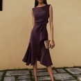 thumbnail image 2 of Women Elegant Crew Neck Sleeveless Long Dress Summer Solid Color Slimming Ruffle Irregular A-Line Party Dresses, 2 of 2