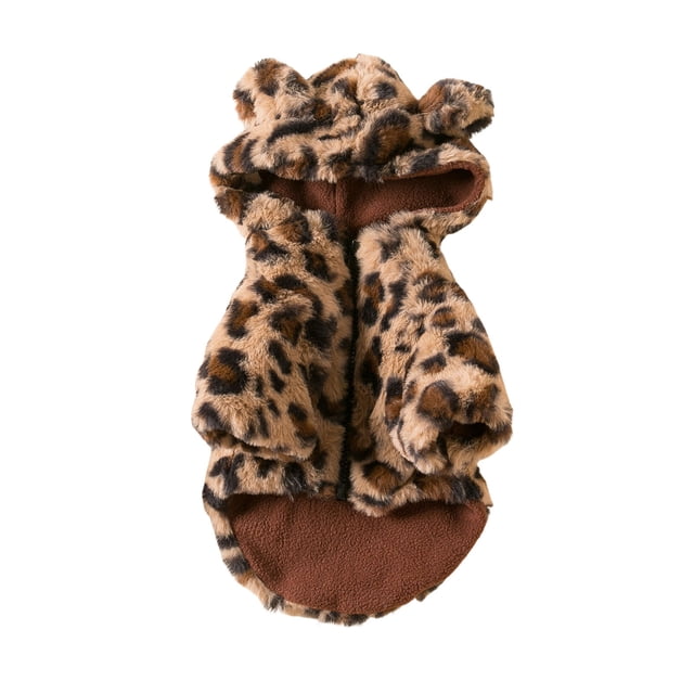 TIELUTT Winter for : Warm Hood Leopard Pattern Coat Jacket Pet Clothes for Small Dogs Tutu Pet Clothes for Large Dogs Pet Clothes Rack Hanger Pet Clothes Hangers Metal Pet Clothes for Cats for A Girl
