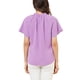 thumbnail image 3 of Blusa casual de manga corta con cuello fruncido para mujer Inspire Chic, color púrpura claro, con abertura en la espalda, 3 of 5