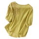 thumbnail image 2 of Fiudx Ofertas Flash Artículos En Oferta Blusa de Lino con Cuello Redondo y Manga Corta para Mujer, Blusa Holgada Informal con Bordado Estampado de Primavera y Verano, 2 of 4