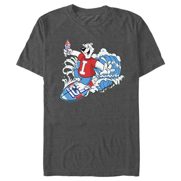 Men's ICEE Bear Surfing the Waves Graphic Tee Charcoal Heather Medium