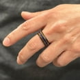 thumbnail image 3 of Men's Wedding Band Ring - Black Blue Lapis Lazuli Whiskey Barrel - Wedding Rings for Men and Women, 3 of 5