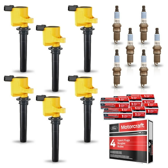 Set of 6 ISA Heavy Duty Ignition Coils and 6 Motorcraft Spark Plugs for 2001-2011 Ford Escape Freestyles & Taurus& Mazda Tribute & Mercury Sable Replacement for FD502 SP493