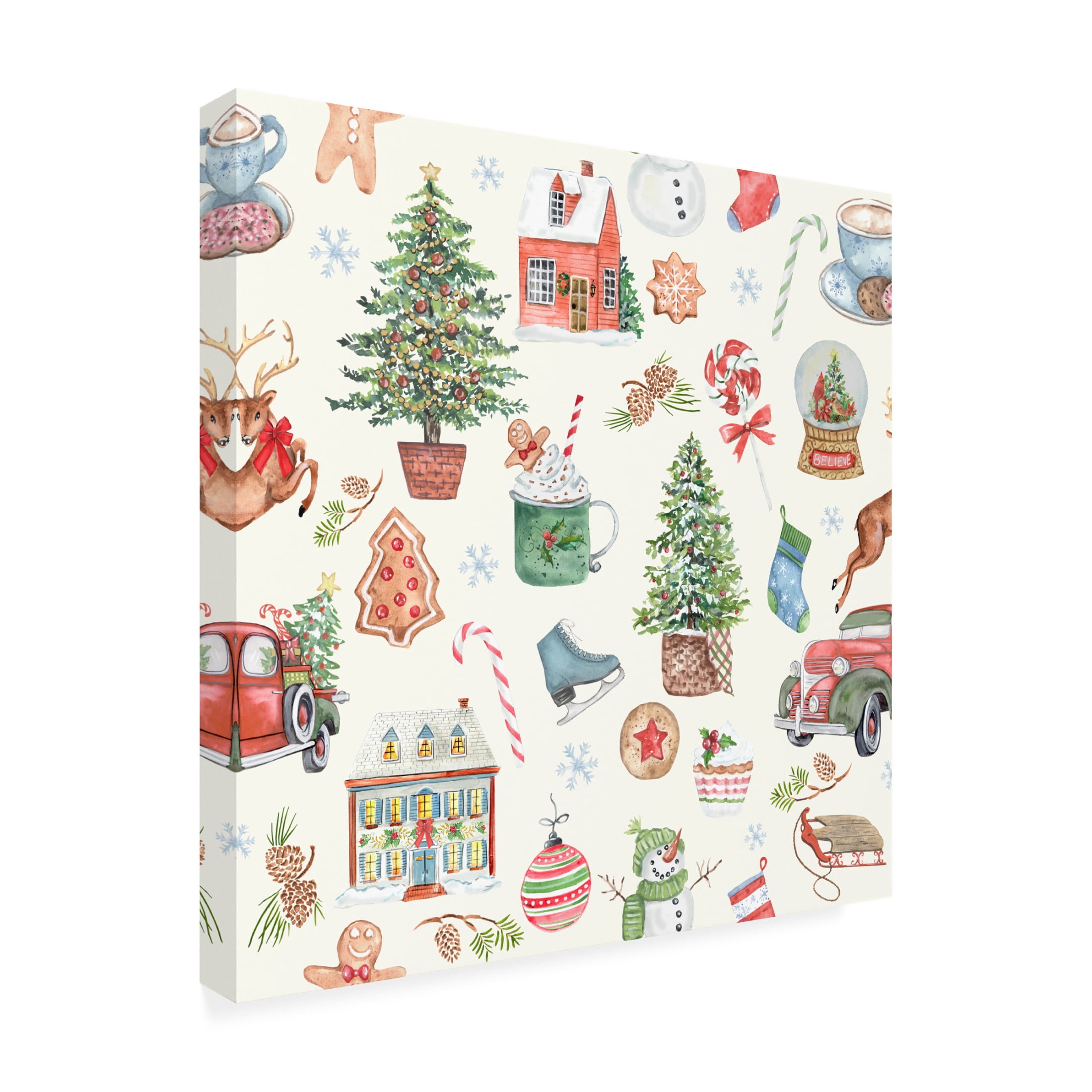 Canvas Wall Art - Jean Plout 'Holiday Memories A' Wall Art for Living Room, Bedroom, or Office Décor by Trademark Fine Art - 14 x 14 Inches