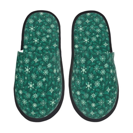 Balery Christmas Snowflakes Slient Indoor Furry Fleece Comfort House Shoes Soft Non-Slip Home Shoes Cotton slippers House Slippers-- Medium