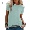 thumbnail image 1 of Camiseta de mujer Blusa informal de manga corta con costuras en bloques de color, Azul cielo, L Noticed AP002400-03, 1 of 5