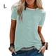 thumbnail image 1 of Camiseta de mujer Blusa informal de manga corta con costuras en bloques de color, Azul cielo, L seitruly AP002400-03, 1 of 5