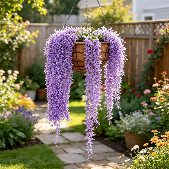 AZXY 5 Pack 37"Artificial Purple Wisteria Hanging Vines Halloween Decorations Indoor Outdoor,Halloween Party Decor,Yard Wall Porch Hanging Greenery Garland Halloween Decor Supplies for Holiday Layout