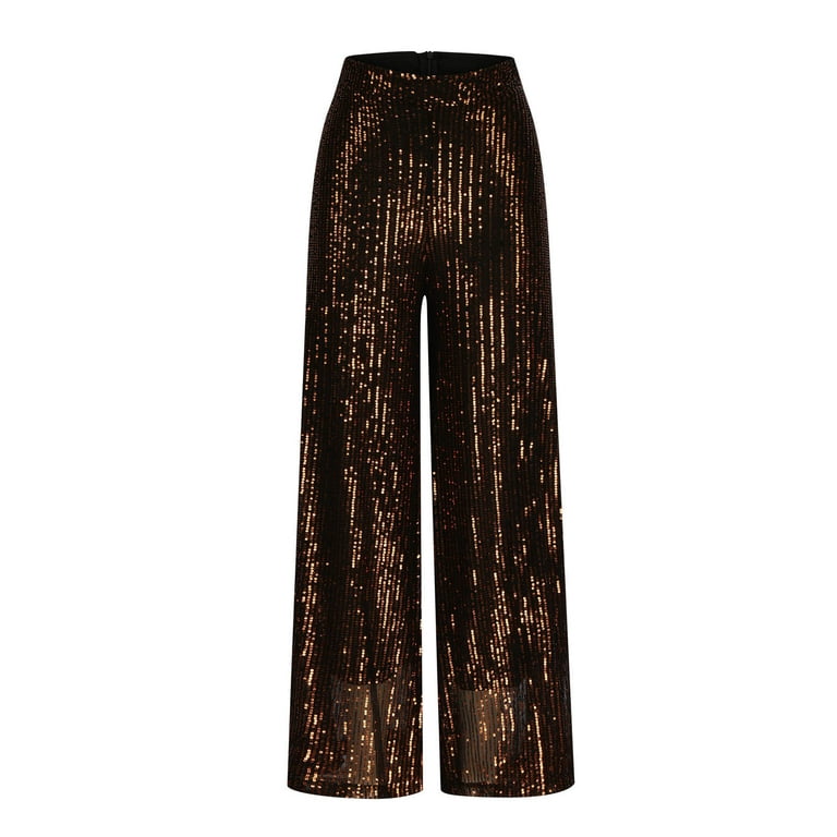 Black and Gold High Waisted Sequin Pants
