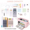 thumbnail image 4 of Rirool Large Capacity Pencil Case, Wide Opening Pencil Pouch with Clear Window, Zipper Pen Bag for School Supplies, Teen Girls Boys, Pink, 4 of 7