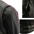 thumbnail image 5 of Milwaukee Leather MLL2571 Womens Black and Pink 'Crinkled Arm' Lightweight Racer Jacket X-Large, 5 of 9