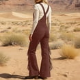thumbnail image 5 of CAIXIA Rompers for Women S-uede Fringe Cowgirl Jumpsuits Country Concert Outfit Western High Waisted Romper Vintage Cargo Overalls, 5 of 6