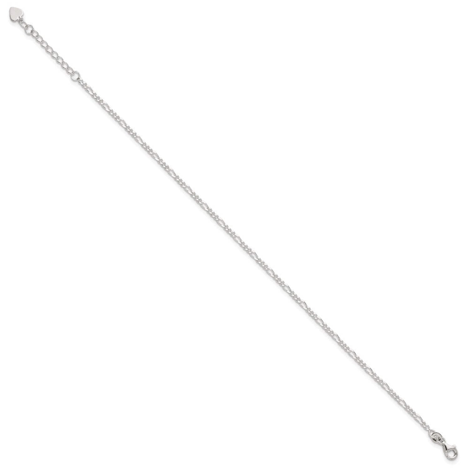 FJC Finejewelers Sterling Silver D/c and Polished Figaro Anklet