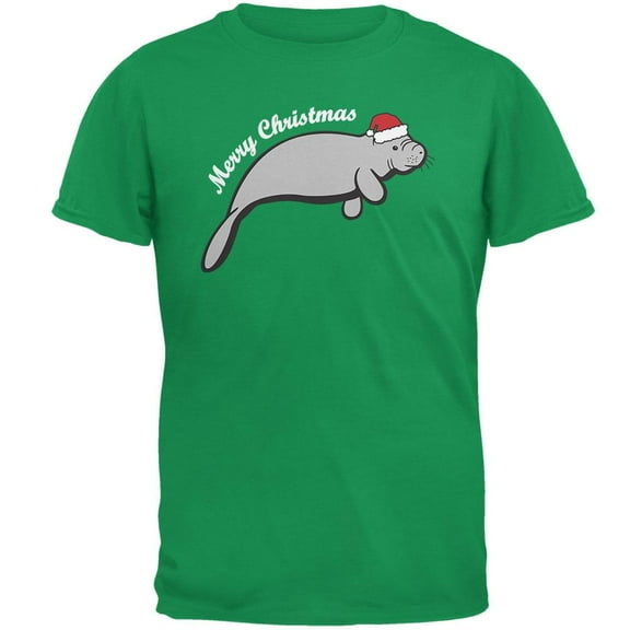Merry Christmas Manatee Floaty Potato Mens T Shirt Irish Green 3X-LG