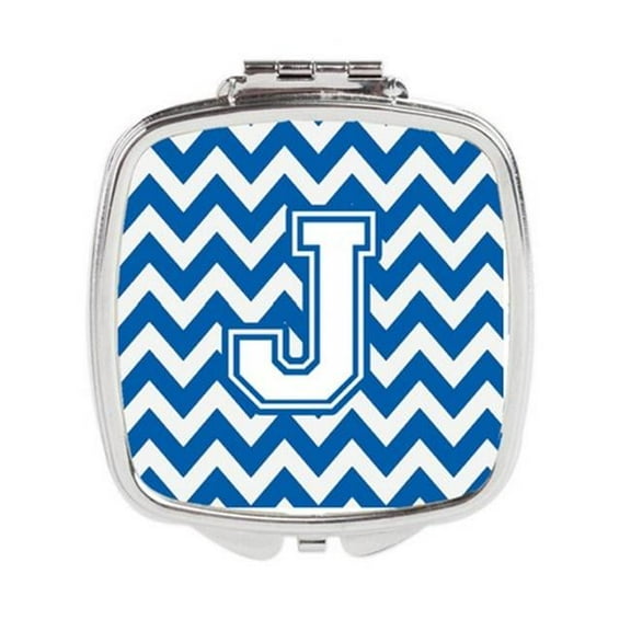 Letter J Chevron Blue & White Compact Mirror - 3 x 0.3 x 2.75 in.