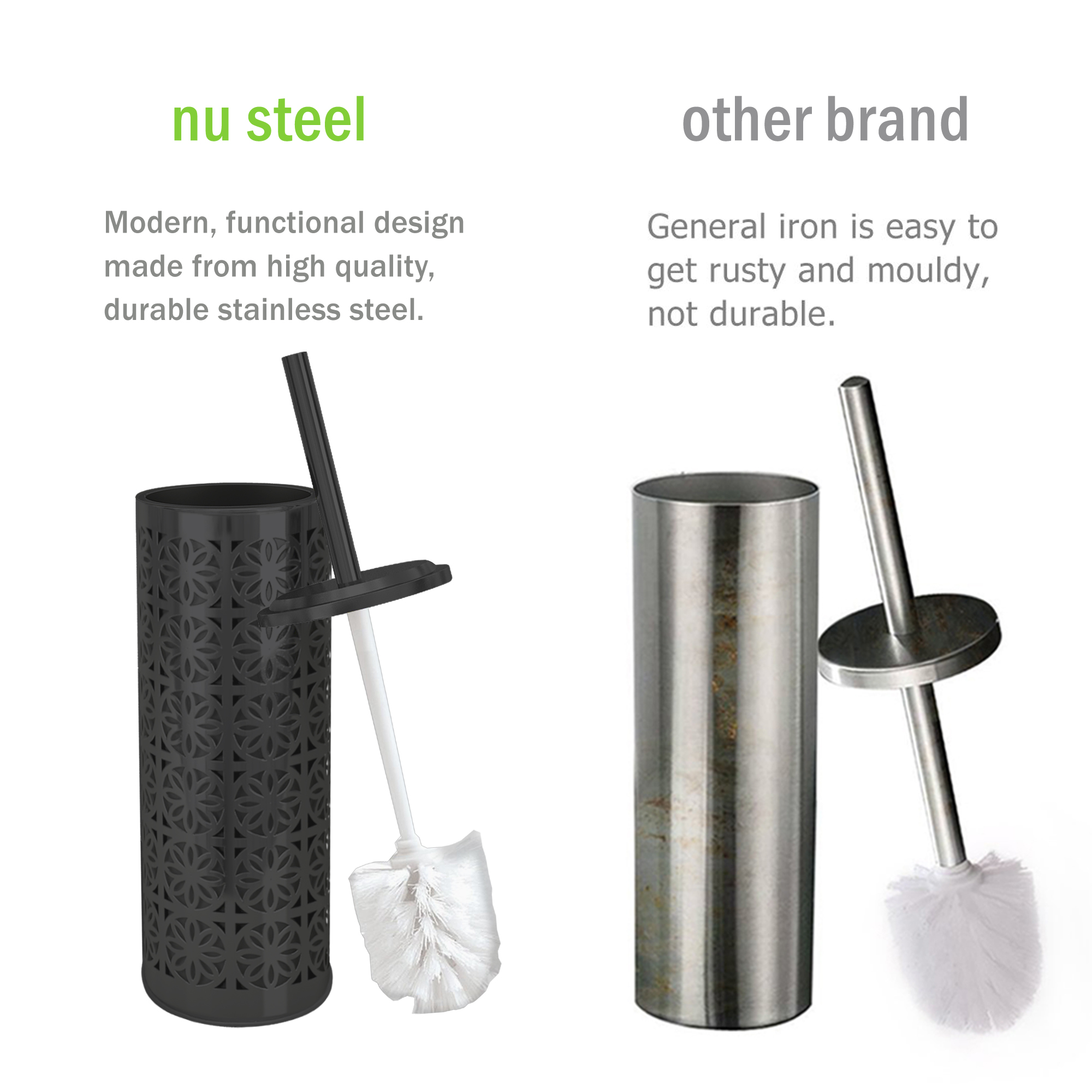 nu steel Laser Cut Oil-Rubbed Bronze Toilet Brush Holder with Lid  TBH-03-ORB
