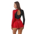 thumbnail image 3 of YONGHS Women's Rhinestone Figure Skating Dress Long Sleeves Spandex Gymnastics Leotard Red&Black L, 3 of 7