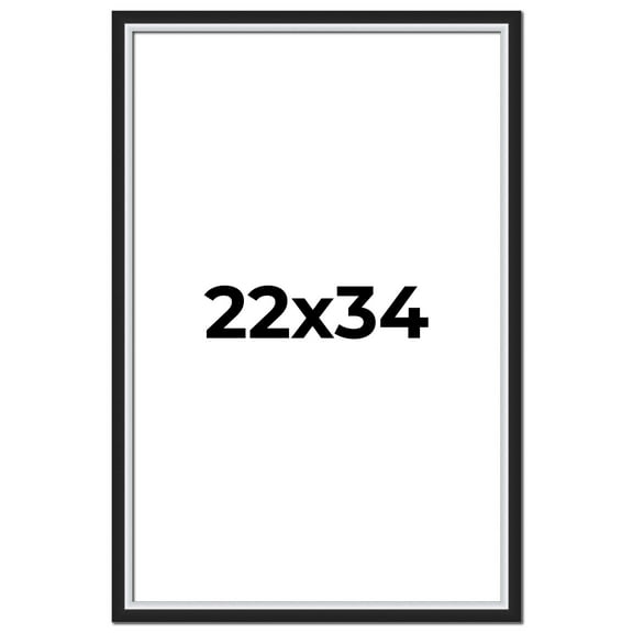 22x34 Frame Black & Silver Solid Wood Picture Frame Width 1.25 Inches | Interior Depth 0.75 Inches