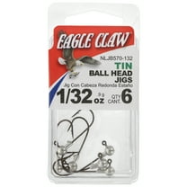 Eagle Claw Tin Ball Head Jig - 6 pack - 1/32 oz - Unpainted
