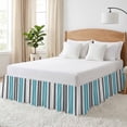 Bed Skirt Blue and Adjustable Elastic Wrap-Around Dust Ruffle with Grey ...