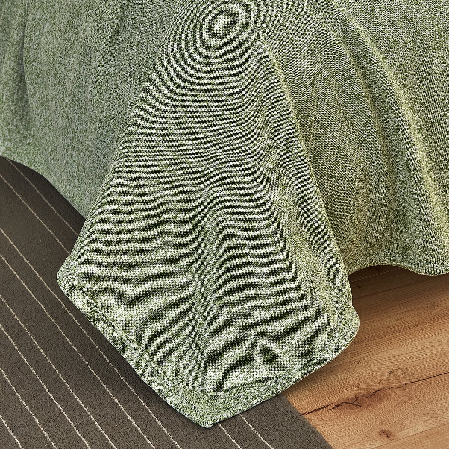 JML Knit Blanket Twin 2 Piece (60"x80") with 1 Sham -Soft Jersey Blanket, Green/White