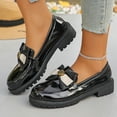 thumbnail image 2 of Xucatan Women's Patent Leather Bow Loafers, Chunky Heel Slip On Shoes with Thick Sole, Round Toe British Style Casual Pumps, Versatile Plus Size Design for Spring Summer Daily Gift, 2 of 9