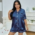 thumbnail image 5 of WTOBBY Plus Size Women's Pajama Set 3X-6X Loose Fit Cotton Top & Pants Comfy Sleepwear Home Loungewear Cozy Lounge Outfit Soft Nightwear,Navy 4XL, 5 of 6