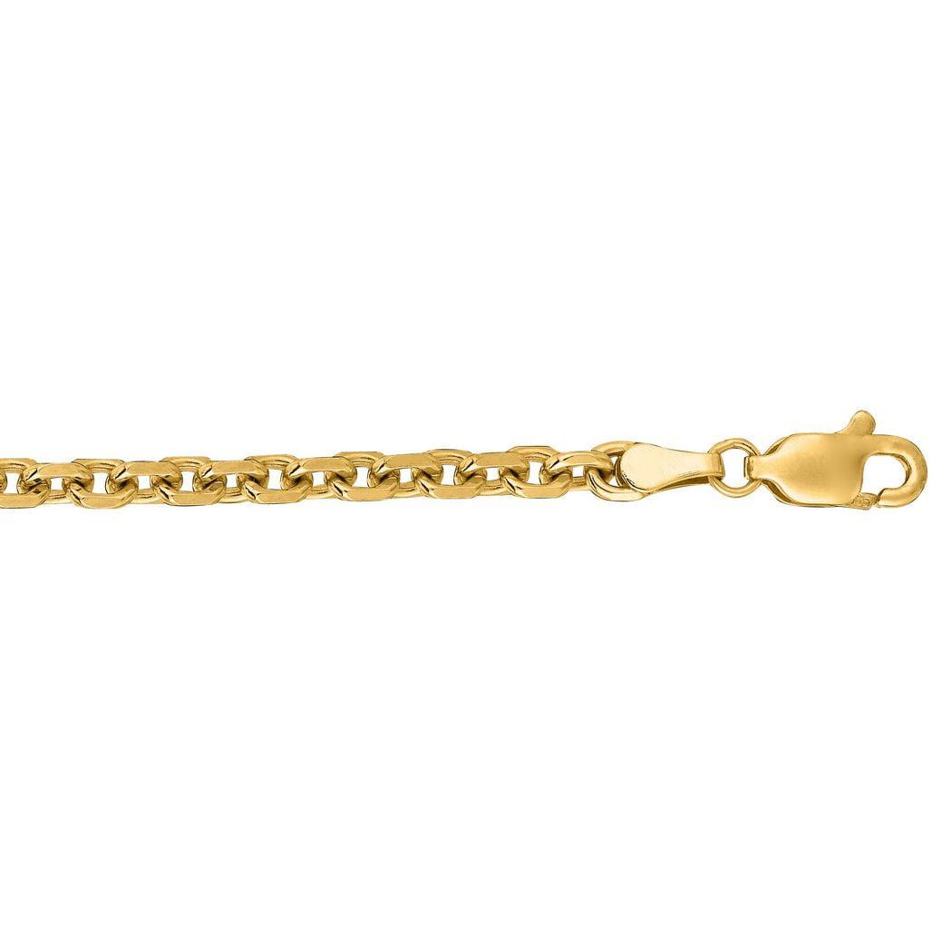 JewelryWeb - 14k Yellow Gold 4.0mm Sparkle-Cut Cable Link Chain With