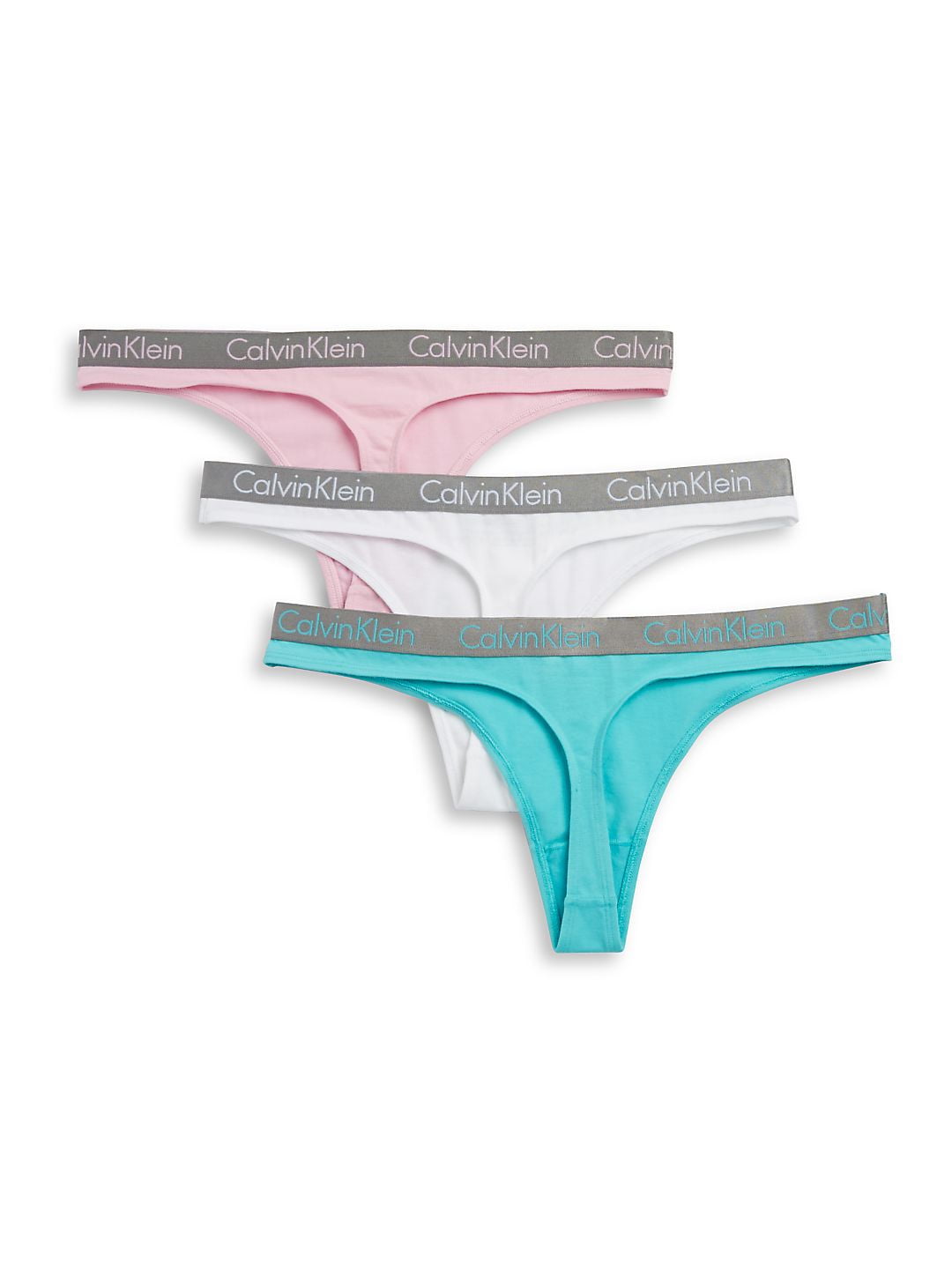 Calvin Klein Radiant Cotton 3 Pack Thongs - Nymphs Thigh/White/Shoreline –  Potters of Buxton