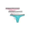 thumbnail image 2 of Calvin Klein Women's Radiant Logo Cotton 3 Pack Thong Panty, Black/Gray, Small, 2 of 3
