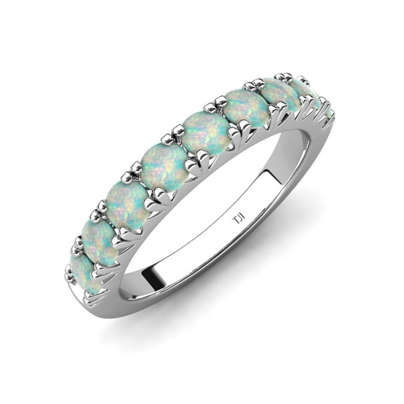 TriJewels 0.54 ctw Opal (3.00 mm) 9 Stone Wedding Band in 10K Gold