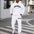 thumbnail image 2 of Mens Sweatsuits 2 Piece Set Long Sleeve Loose Fit Fluffy Hooded Print Sweatshirts And Banded Bottom Sweatpants Fall Winter Athletic Cozy Sweat Suit, 2 of 5