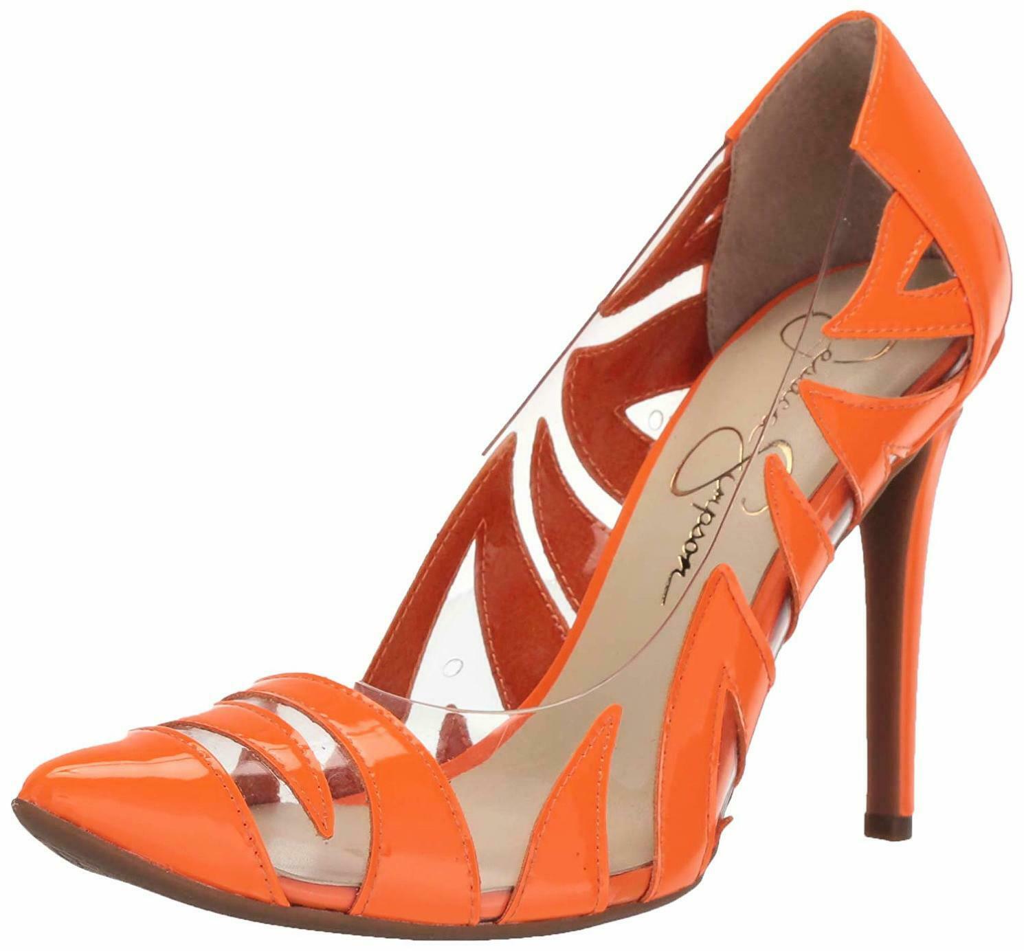 Jessica Simpson PALMRA Pump Neon Orange Clear Pointed Toe Stiletto Pumps - image 1 of 5