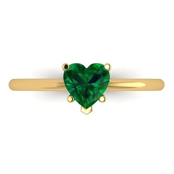 Solitaire Engagement Ring for Women - 1.25ct Simulated Emerald in 18K Yellow Gold Promise Ring