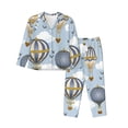 thumbnail image 1 of Balery Balloon Vintage Conjunto de Pijama con Estampado para Mujer, Conjunto de Dos Piezas con Manga Larga, Ropa de Dormir Suave con Bolsillos, Pijamas Cómodos-Small, 1 of 7