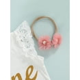 thumbnail image 6 of Baby Girl’s 3 Piece Suit Fashion Letter Lace Fly Sleeve Romper and Bow Gauze Short Skirt  Headband, 6 of 10
