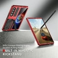 thumbnail image 5 of Samsung Z Fold 4 Rugged Full-Body Case, Metal Bumper Built-in Screen Protector&Kickstand,Dustproof Drop-Proof,Full Body Protection Heavy Duty Military Cover For Samsung Galaxy Z Fold 4, Red, 5 of 7