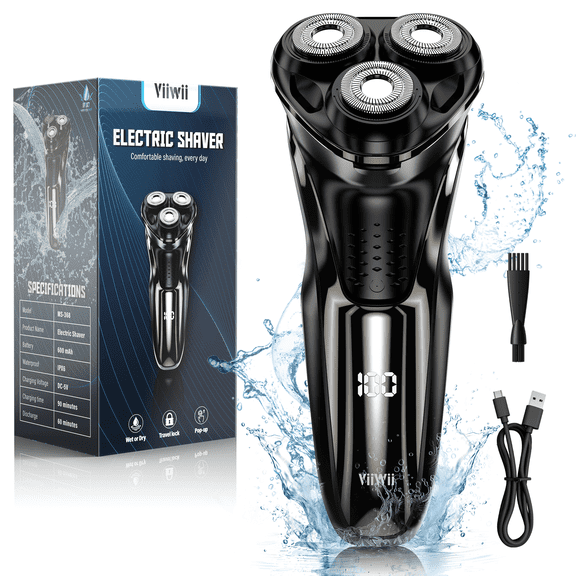 VIIWII Rotary Electric Razor for Men, Wet & Dry Waterproof Shaver with Pop-Up Trimmer, USB Fast Charging, Cordless Travel Razor