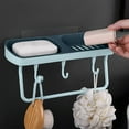 thumbnail image 6 of Vadktai Soap Dish 2-in-1 Soap Holder for Shower Wall with Hooks, Adhesive Shampoo Bar Soap Caddy Tray Saver Rest Case Sponge Holder Shower Dish Sink Soap Rack for Kitchen Bathroom, 6 of 6