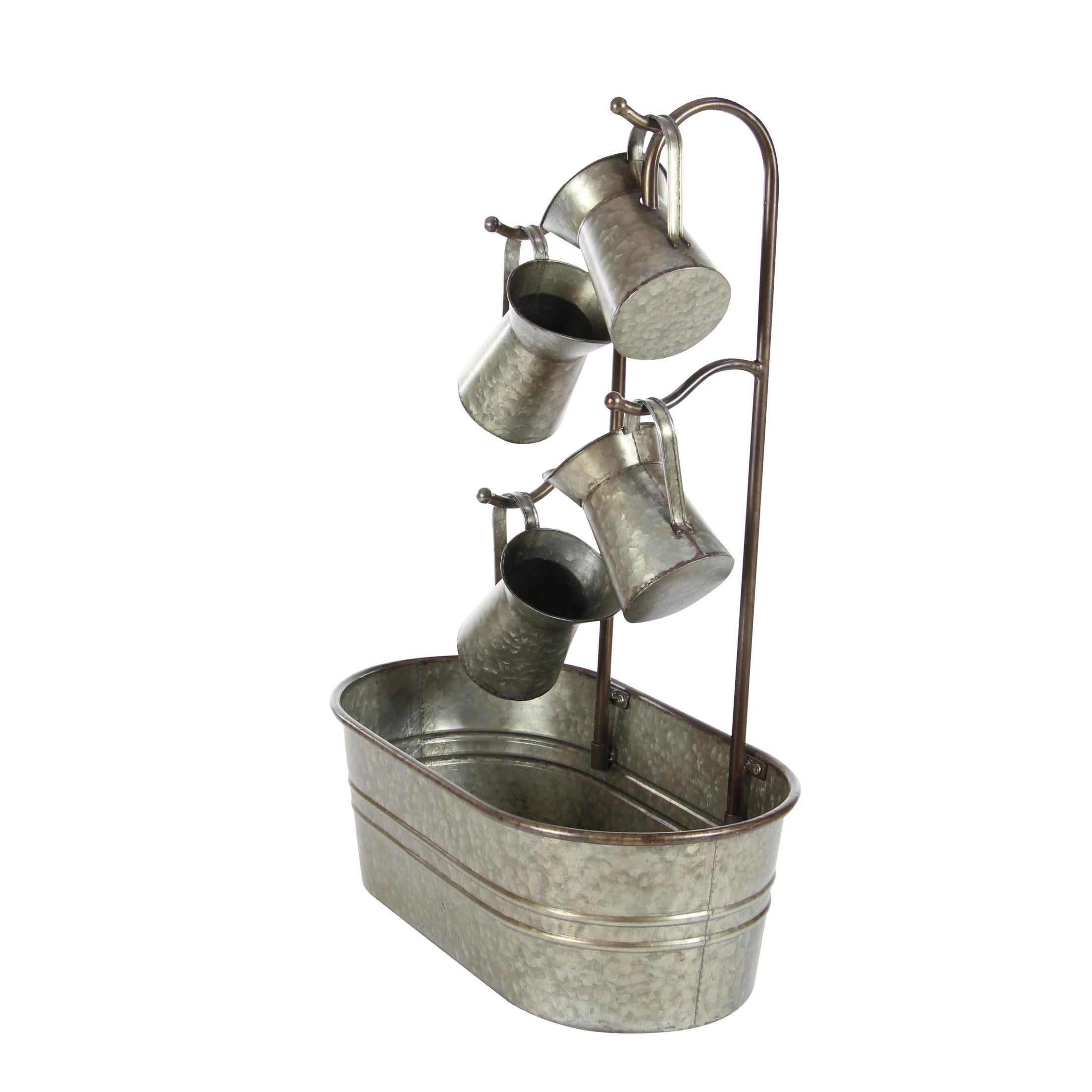 DecMode Gray Fountain Indoor Outdoor Decor with Watering Cans