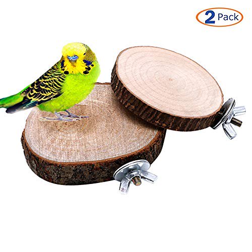 Hamiledyi Wooden Bird Perch Platform, Round Bird Cage Perchs Sleeping