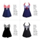 thumbnail image 5 of Qarigey Vestido de baño sin espalda para mujer, estilo informal de playa, traje de baño Chinlon para niñas, traje de baño lavable para Vestidos  azul raya blanca S, 5 of 6