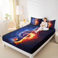 thumbnail image 4 of jejeloiu Music Melody Full Size Sheets,Musical Theme Bed Sheets,Blue Orange Black Sheet Sets For Kids,Super Cozy Room Decor,4pcs, 4 of 7