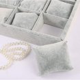 thumbnail image 3 of 12 Grids Watch Box Grey Fashion Suede Ice Velvet Display Tray with Pillow, 3 of 3