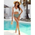 thumbnail image 5 of Womens High Waisted Bikini Sets Drawstring Tummy Control Swimsuits Crisscross Tie Back Bathing Suit, 5 of 12