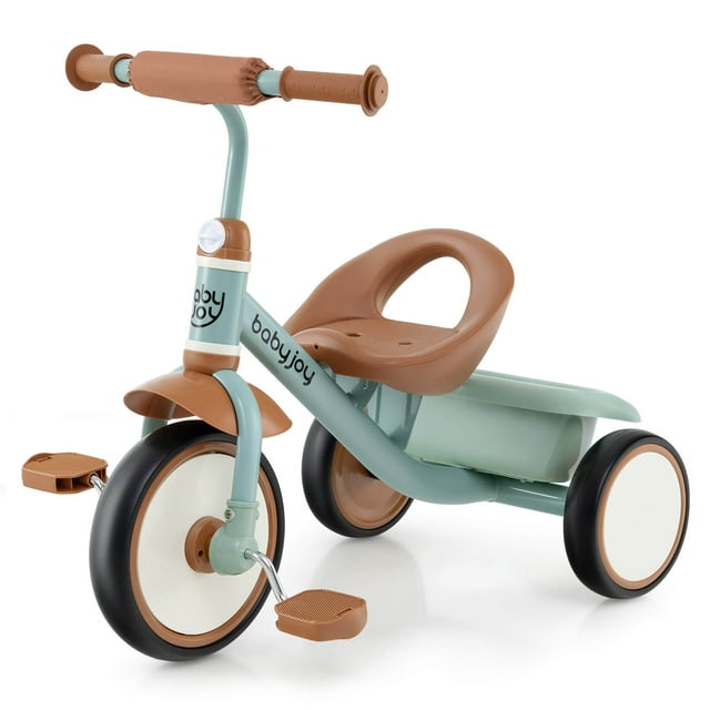 Tricycle Babyjoy pour Enfants Tricycle pour Tout-Petits avec Siège Ajustable et Panier de Rangement Vélo à 3 Roues Vert